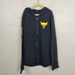 Under Armour Project Rock‎ Hoodie Youth Large Full Zip Hoodie Black Blood Sweat
